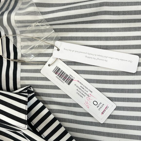 SOLD NWT CHICOS Size 0P Petite Small No-Iron Long Sleeve White Striped Shirt - Picture 11 of 16